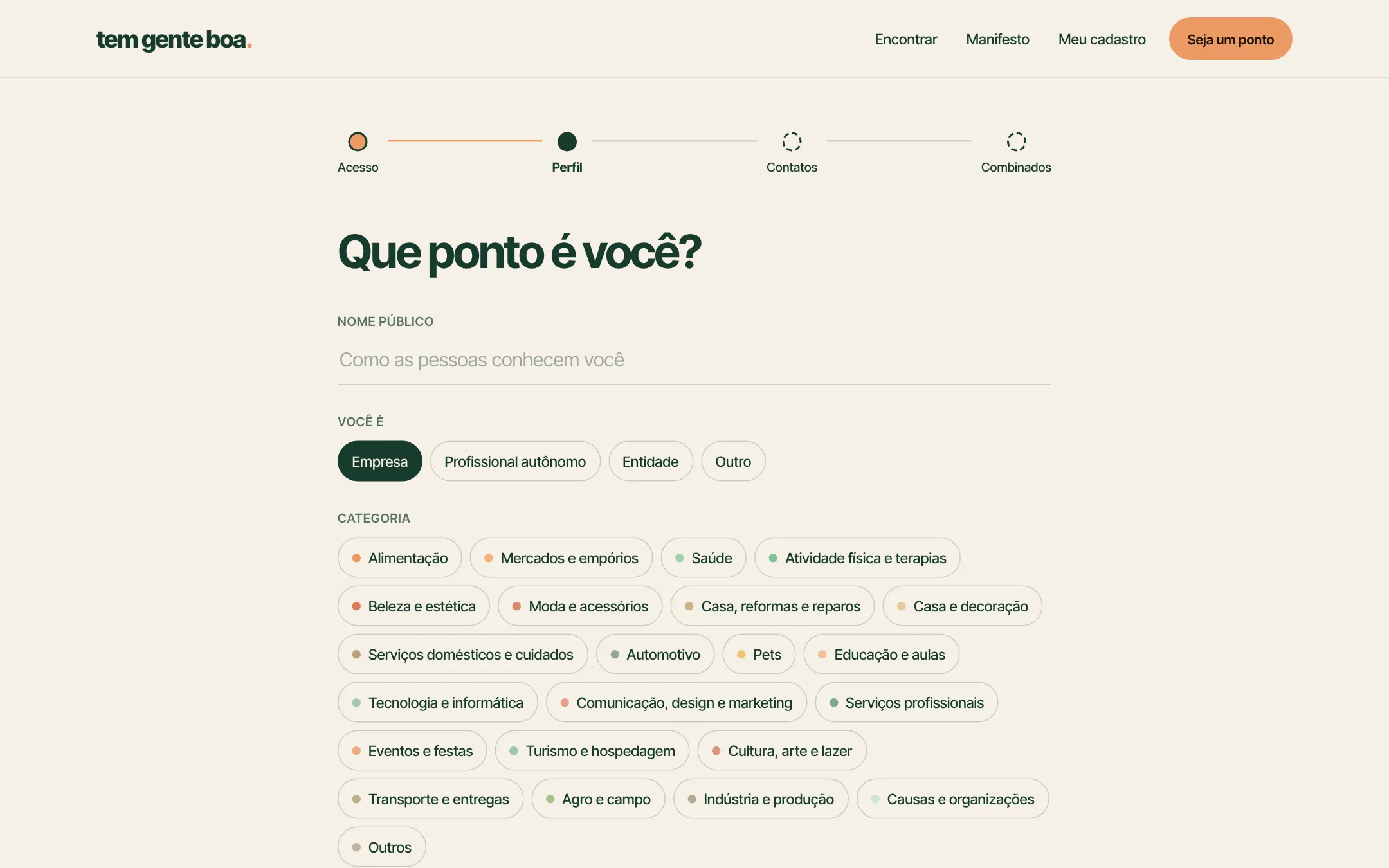 Cadastro em quatro etapas